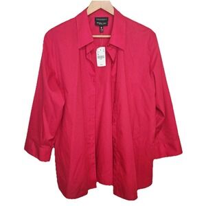 NWT Foxcroft for Appleseed's Wrinkle Free Red Button Down Shirt 16